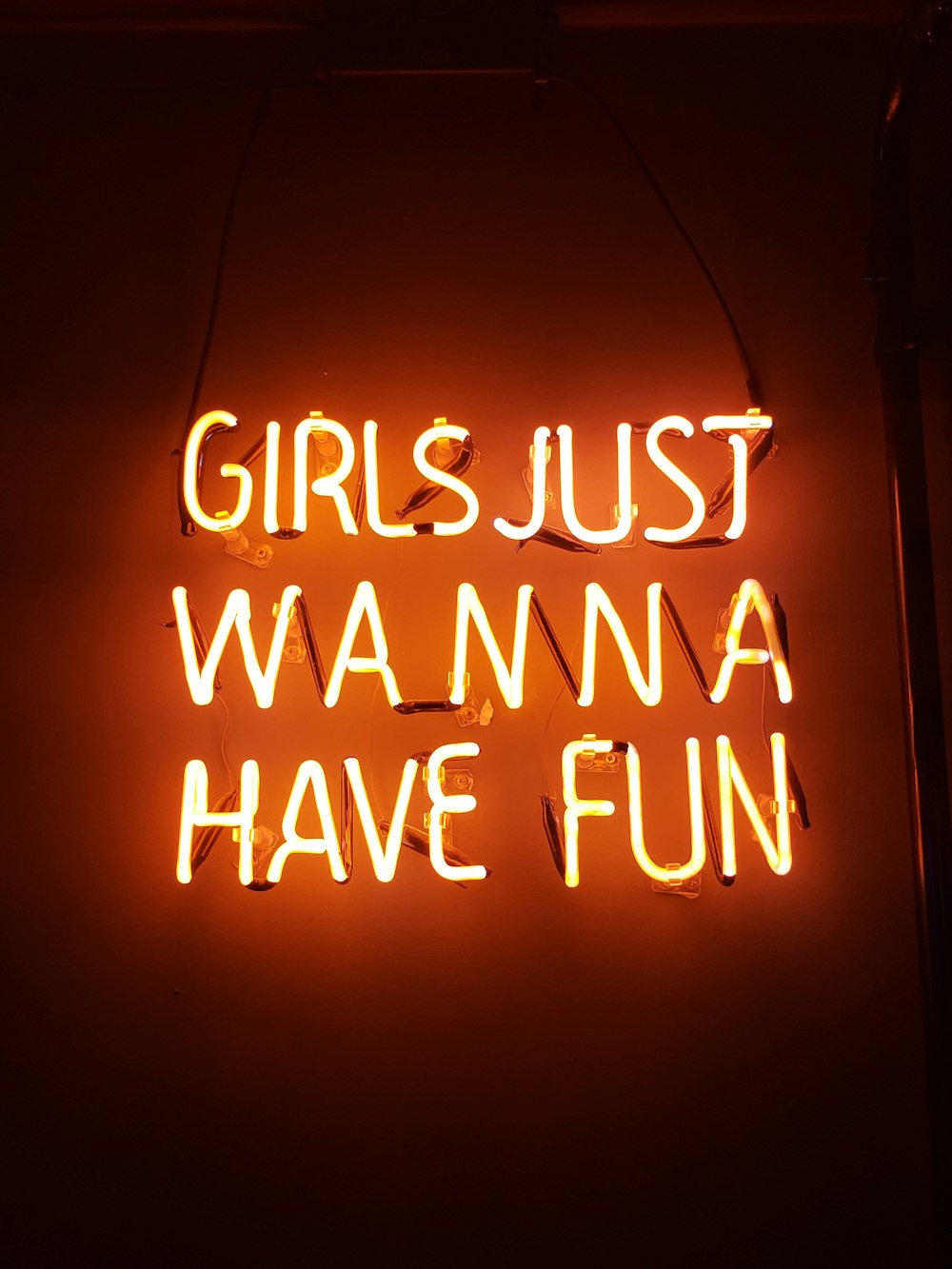 Le ragazze eccitate vogliono solo divertirsi con le insegne al neon