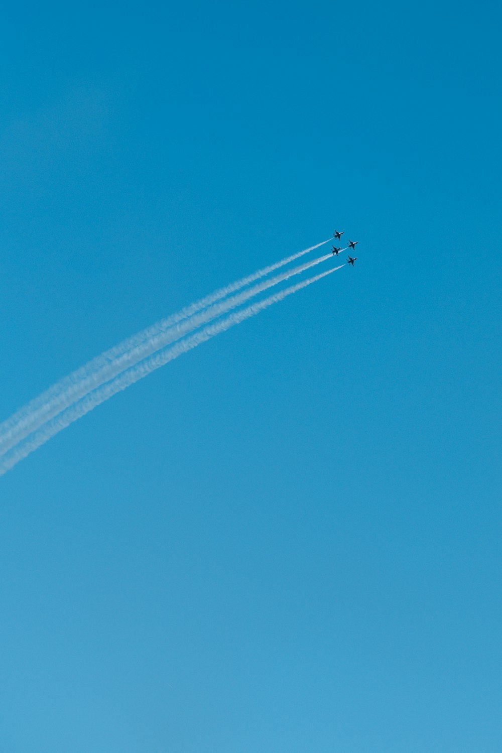 four jet planes in flight