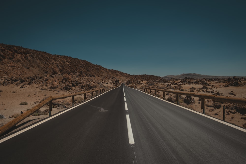 an empty road in the middle of a desert