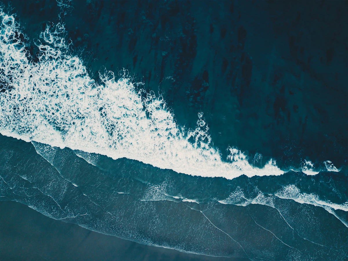 Aerial view of surf along Del Mar