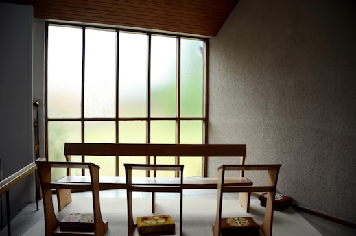 A tranquil reflection space with minimal decor.