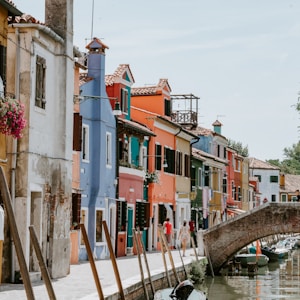 buildings near bridge over steam