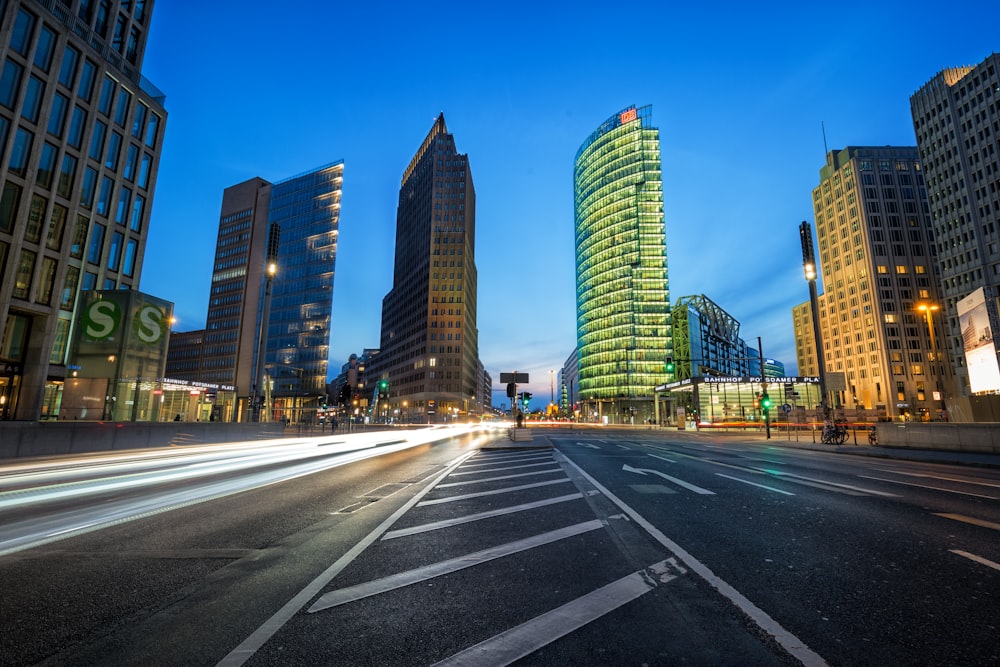 long exposure photo of high-rise buildings