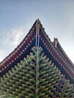 An intricate roof design showcasing craftsmanship.