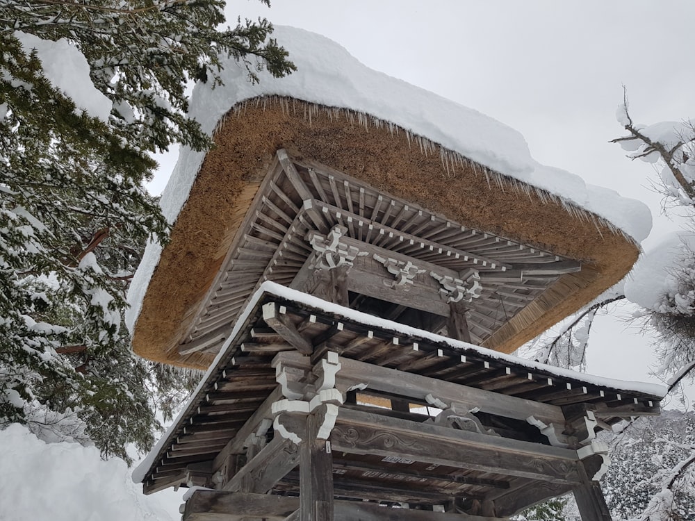 low angle photo of brown and white temple