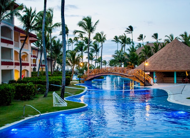 infinity pool with bridge