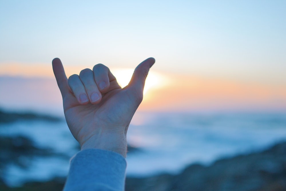 selective focus photography of person's right hand