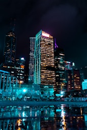 city skyline at night