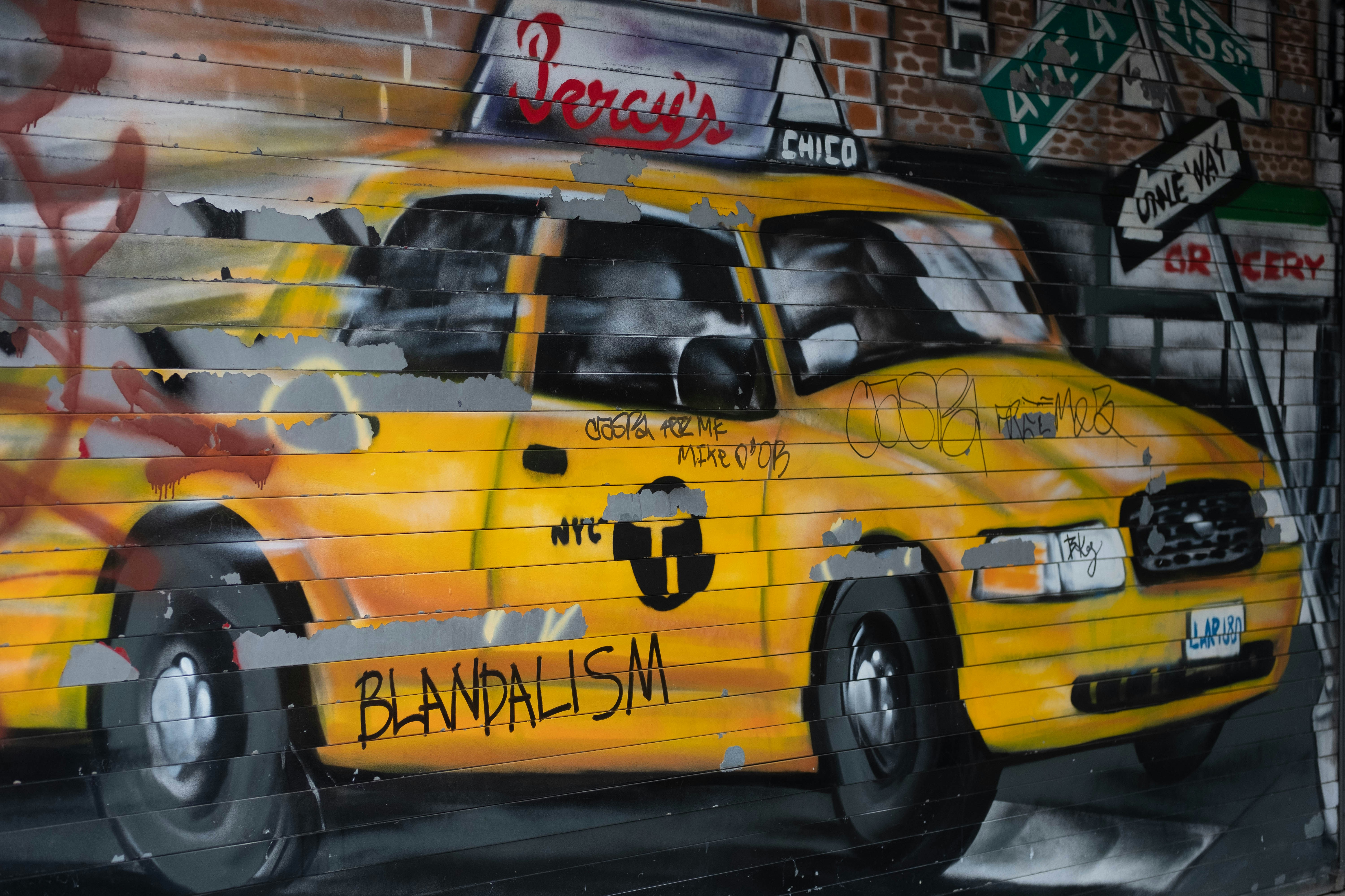 Yellow Taxi Cab Wall Painting Photo Free New York Image On Unsplash