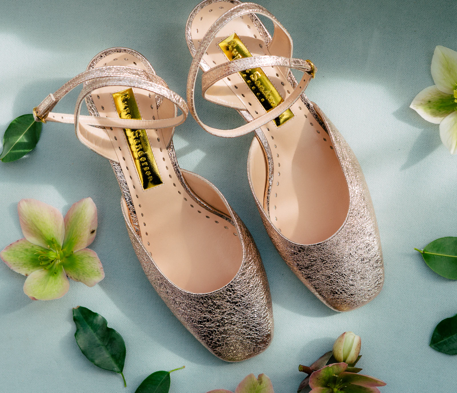 Minimal footwear boutique detail with refined neutral styling