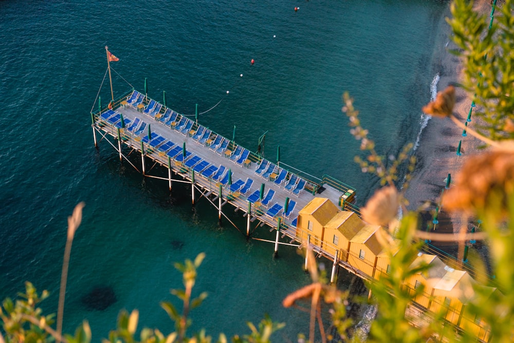 lounge chairs on dock