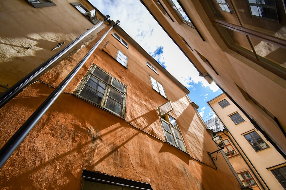 low angle photography of buildings