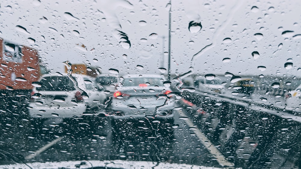 rain drops on clear glass windshield