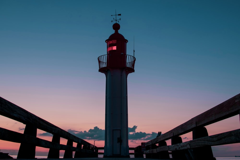 lighthouse at night time