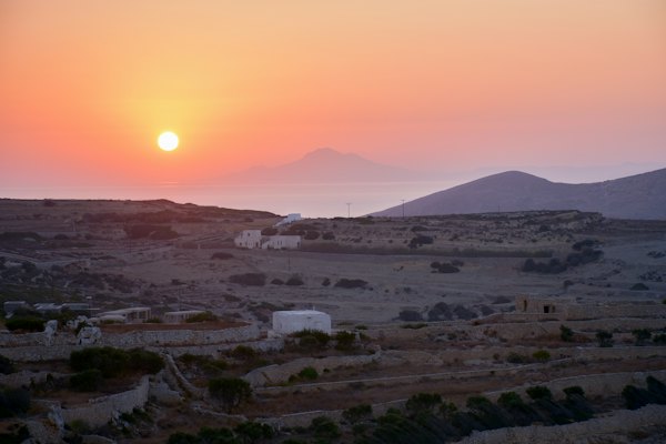 Aerial photography of white buildings near mountain — Folegandros, Greece
