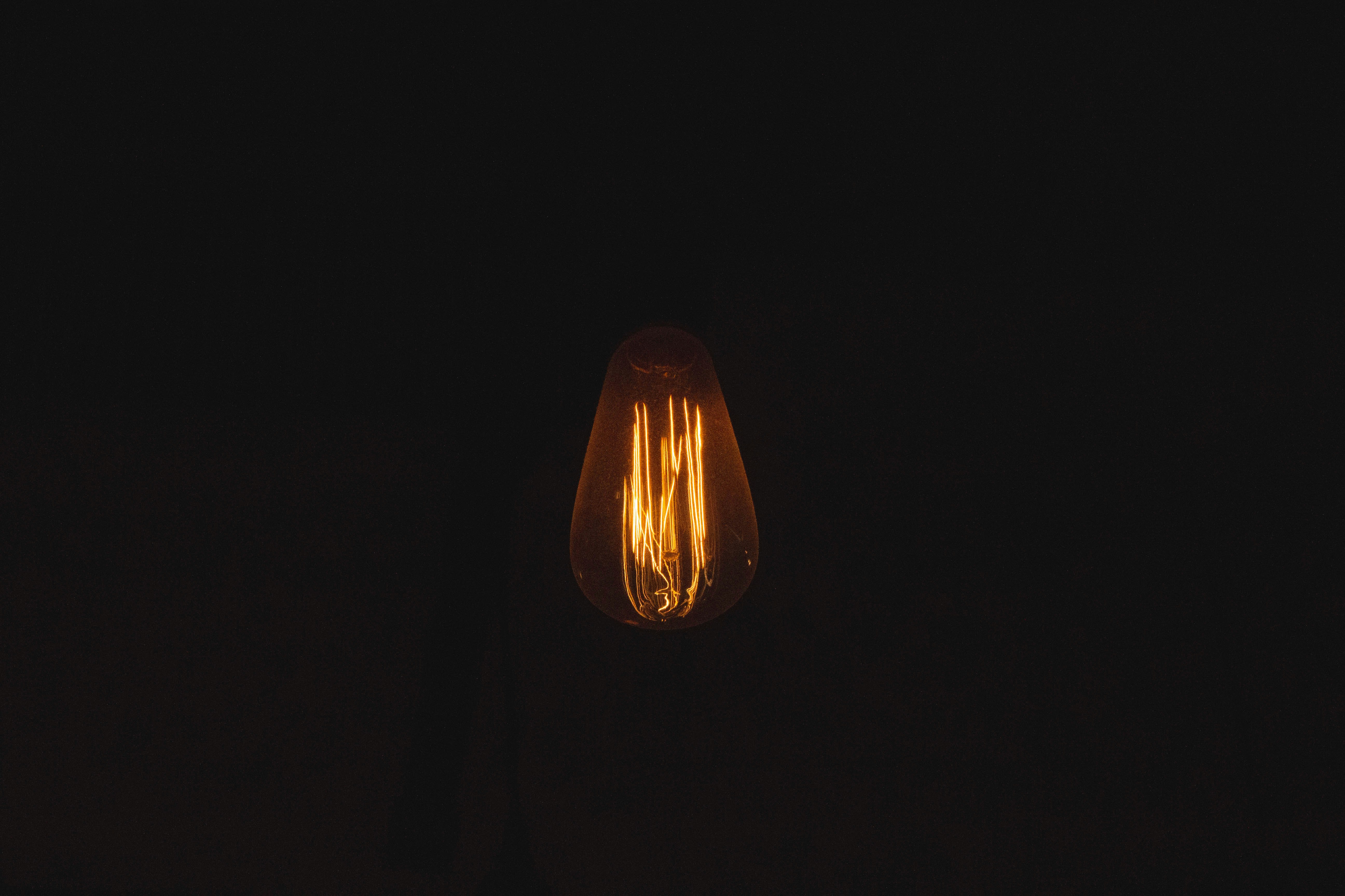 turned-on Edison bulb