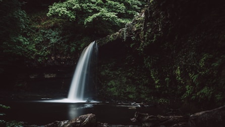 waterfalls inside cave