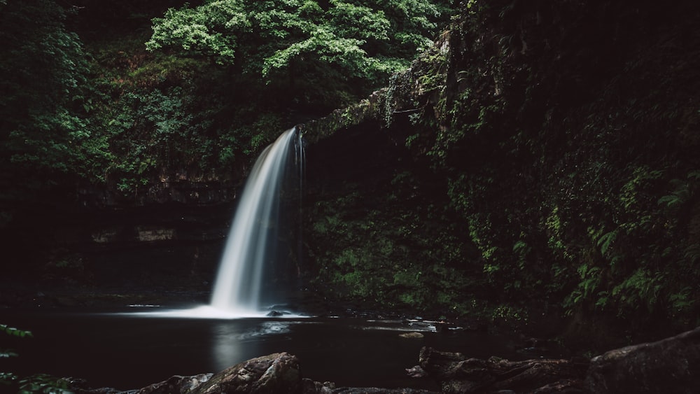 waterfalls inside cave