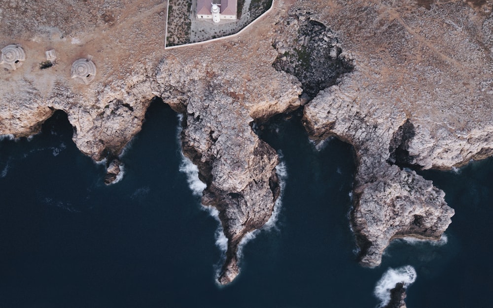 aerial view of body of water beside island
