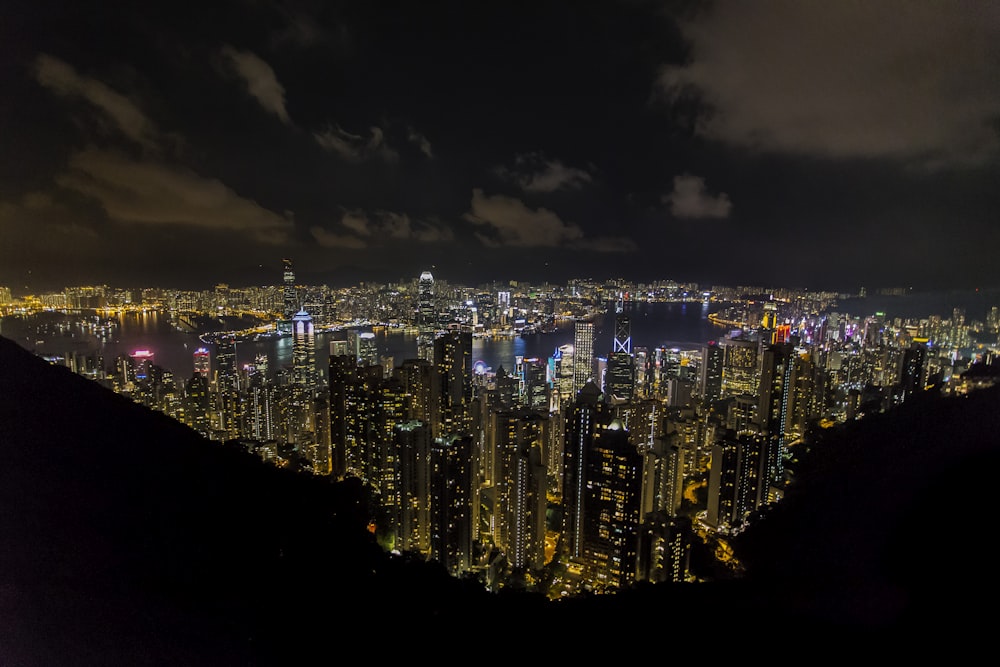 aerial view of city during nighttime