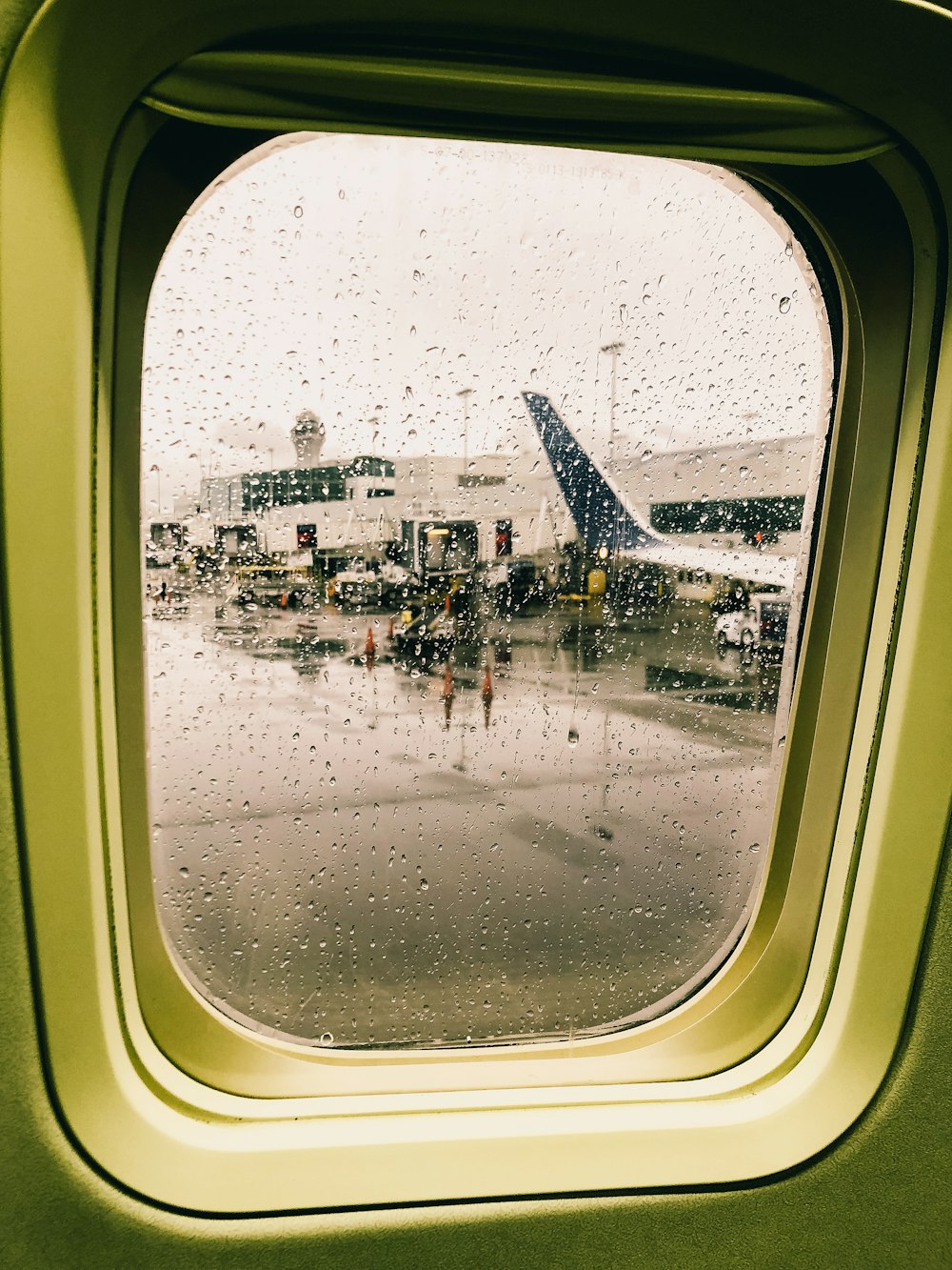 airport seen from airplane window