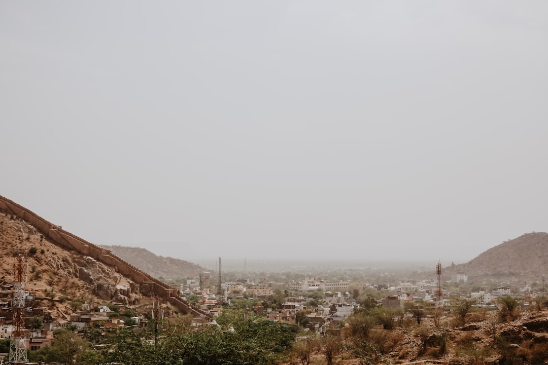 top view of city under gray sky