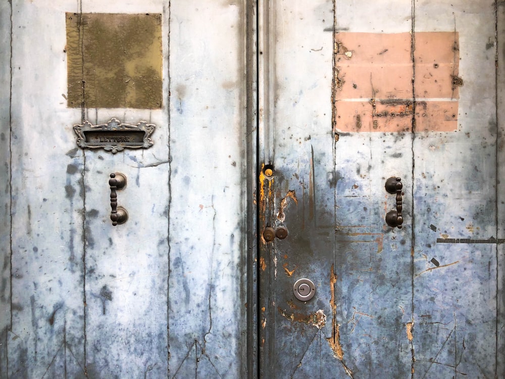 closed gray wrecked door