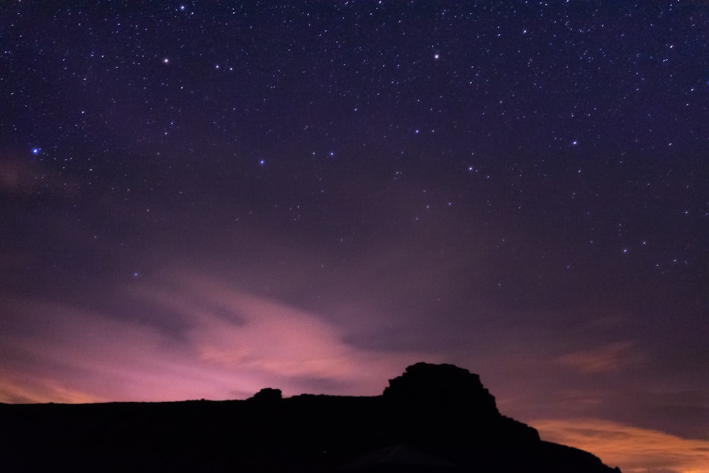 silhouette of mountain during sunset