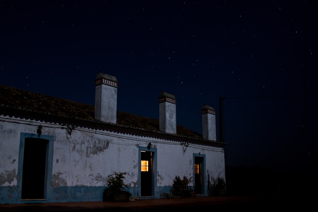 turned on lights inside house, Night Time