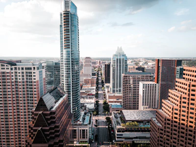 The towers of downtown Austin from above