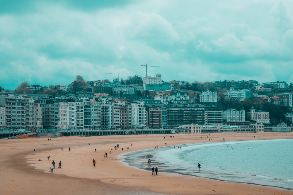 people walking on shore near buildings during daytime