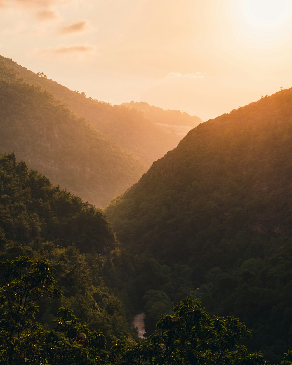 sunset over mountains