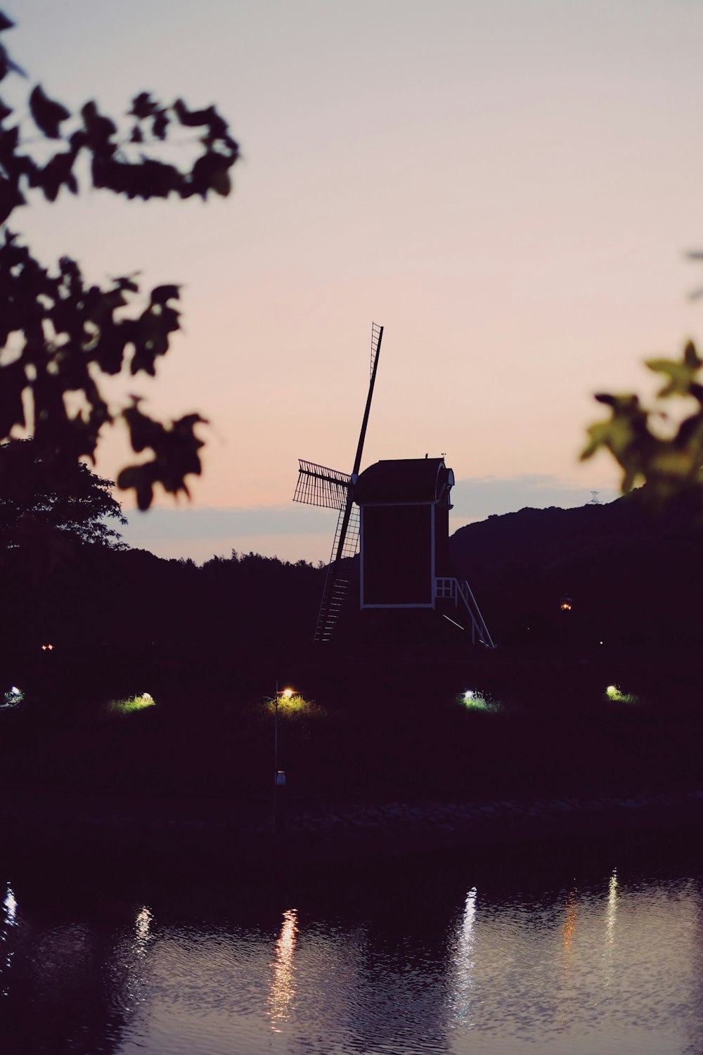 silhouette of windmill