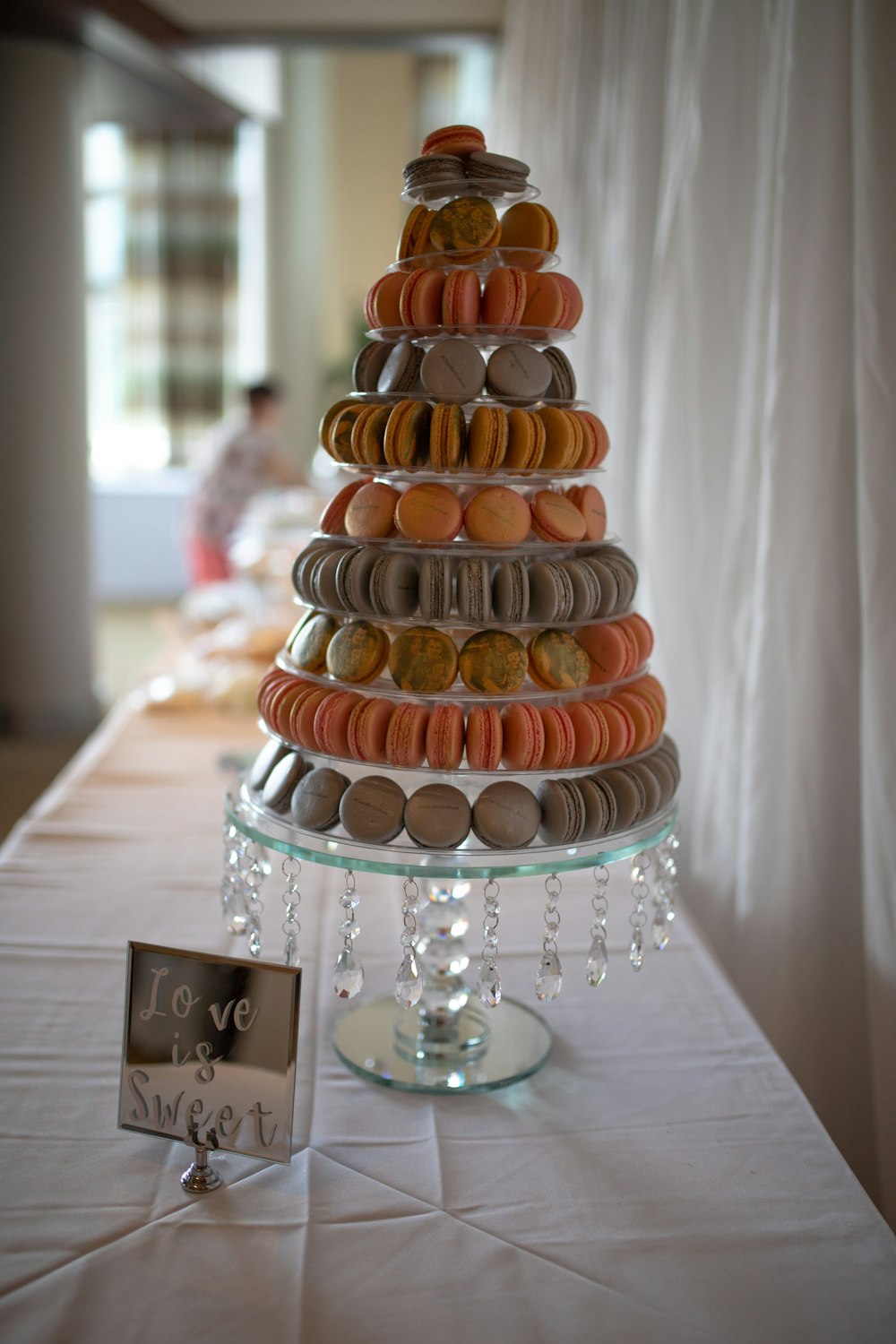 cupcake stand with macaroons