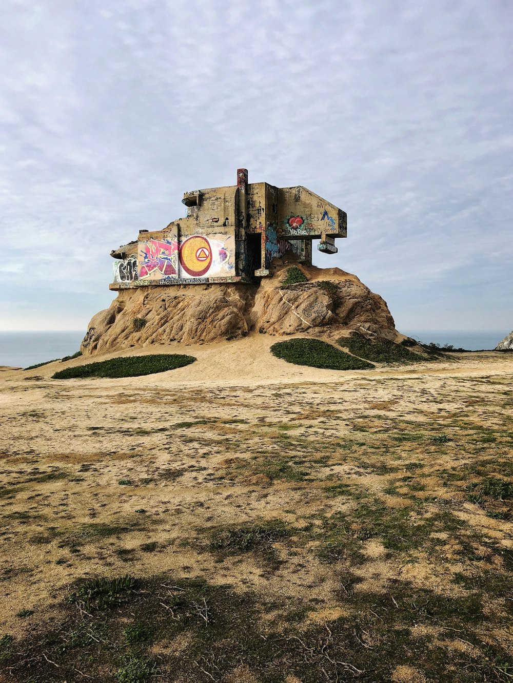 concrete building on rock formation