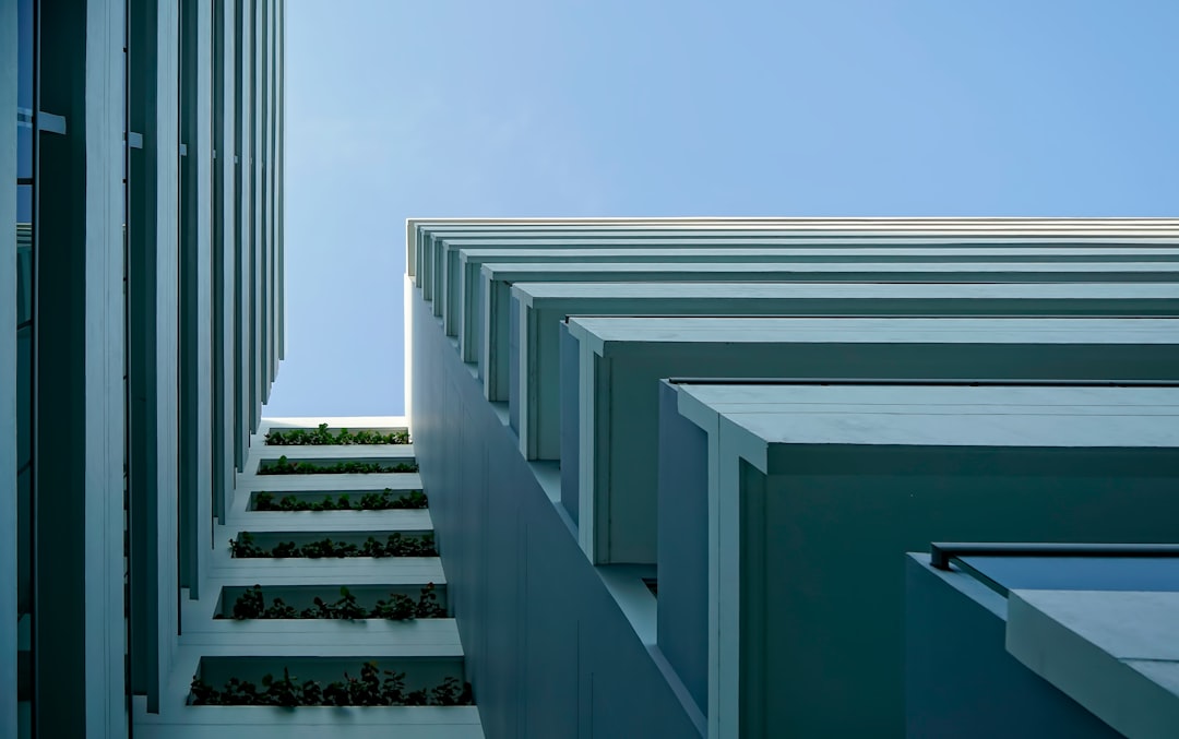 high angle photography of grey high rise building