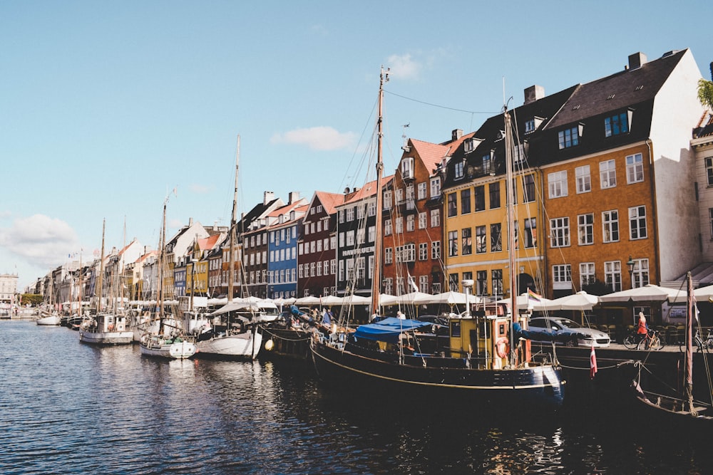 boats and old houses in the harbor of Hoorn, Netherlands