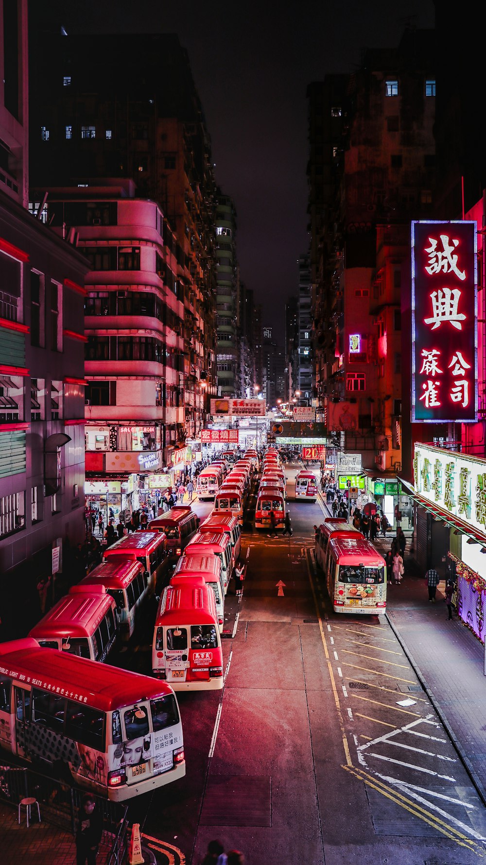 red and white bus