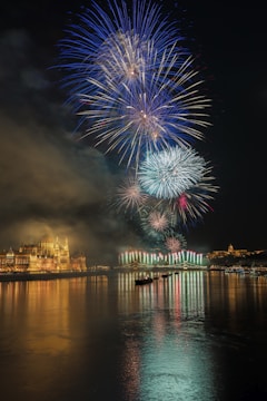 photo of fireworks above body of water