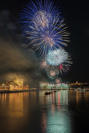 photo of fireworks above body of water