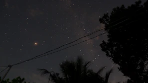 Night sky photograph with visible planetary alignments, reflecting the analytical approach to cosmic patterns.