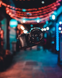 black Sony Alpha DSLR camera