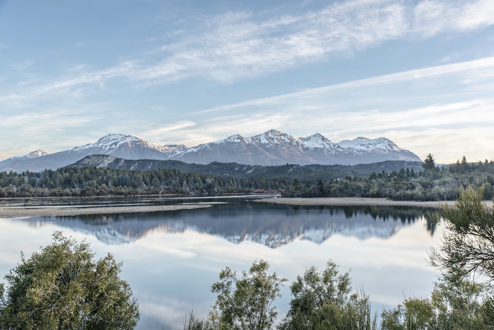 lake in distance of mountain and trees