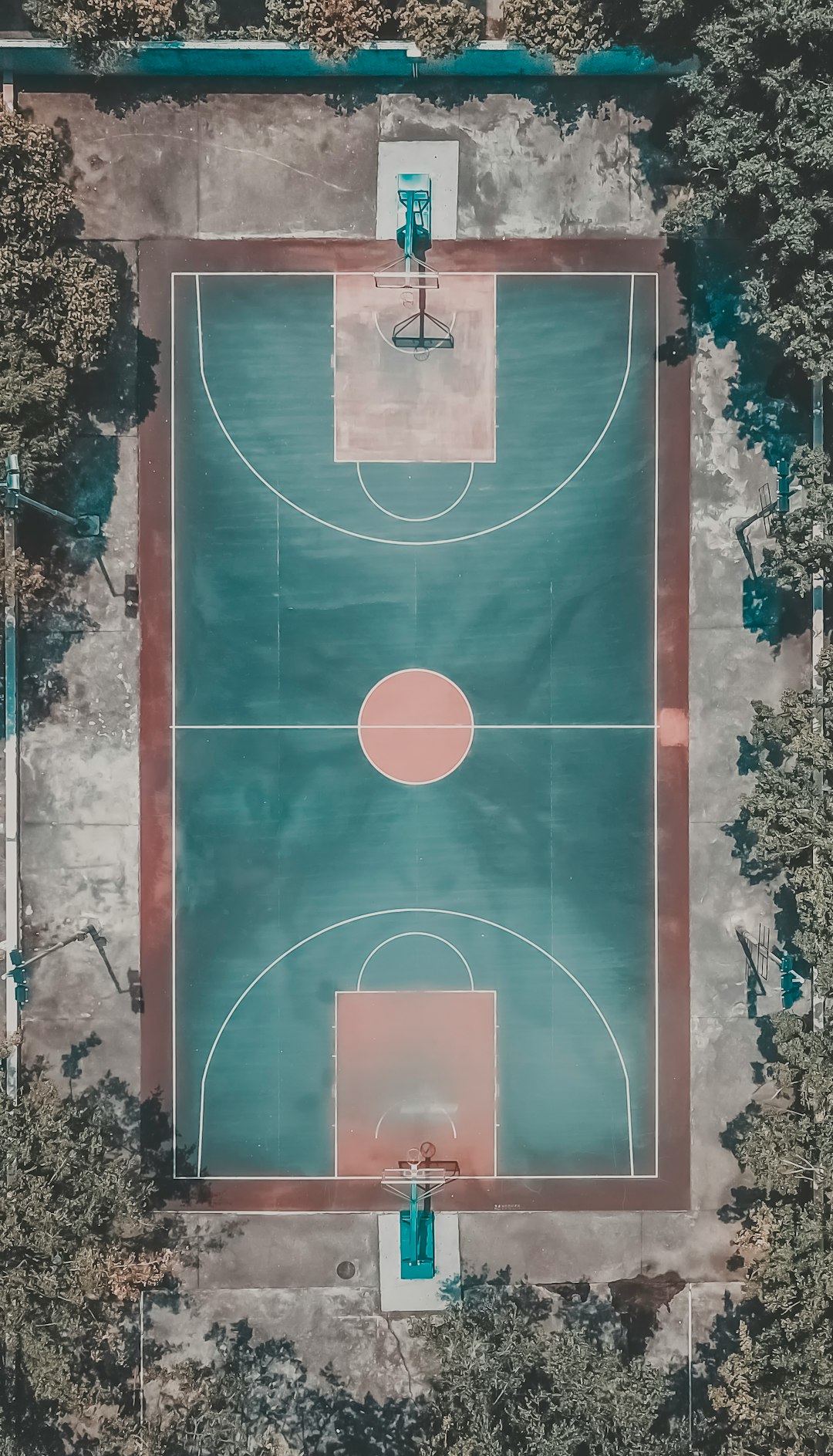 bird's eye view photography of basket ball court