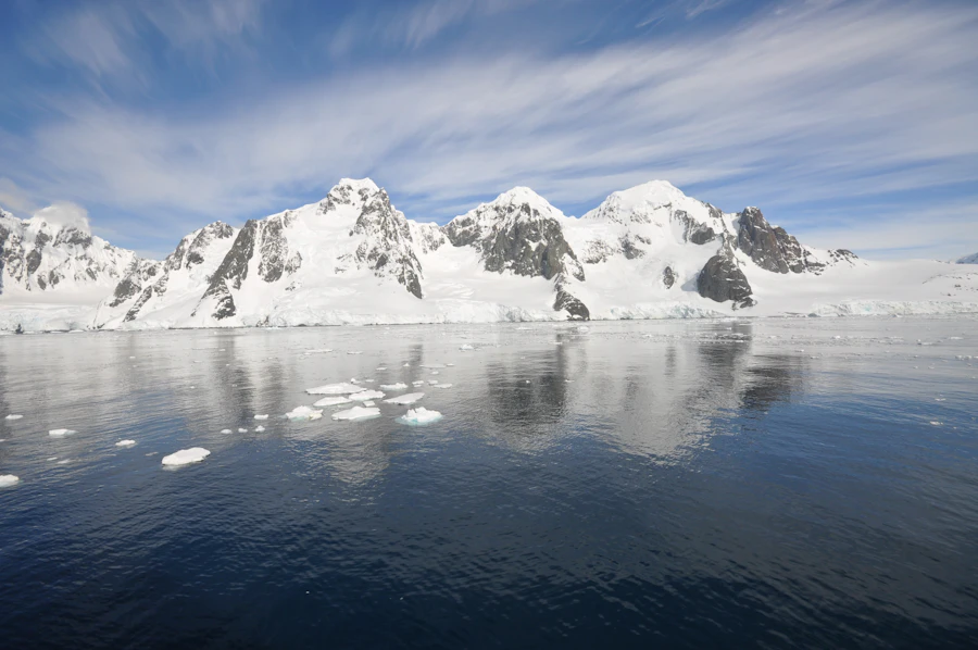 Antarctic mountains reflected in the sea
