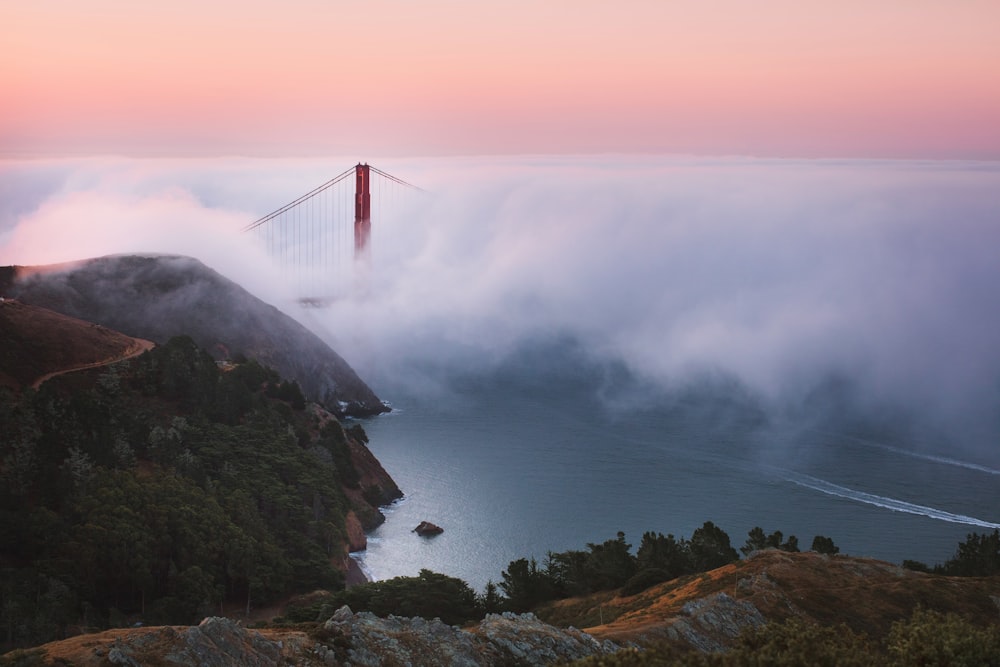 Golden Bridge covered with fog