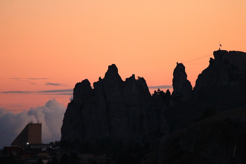 silhouette of rock formation