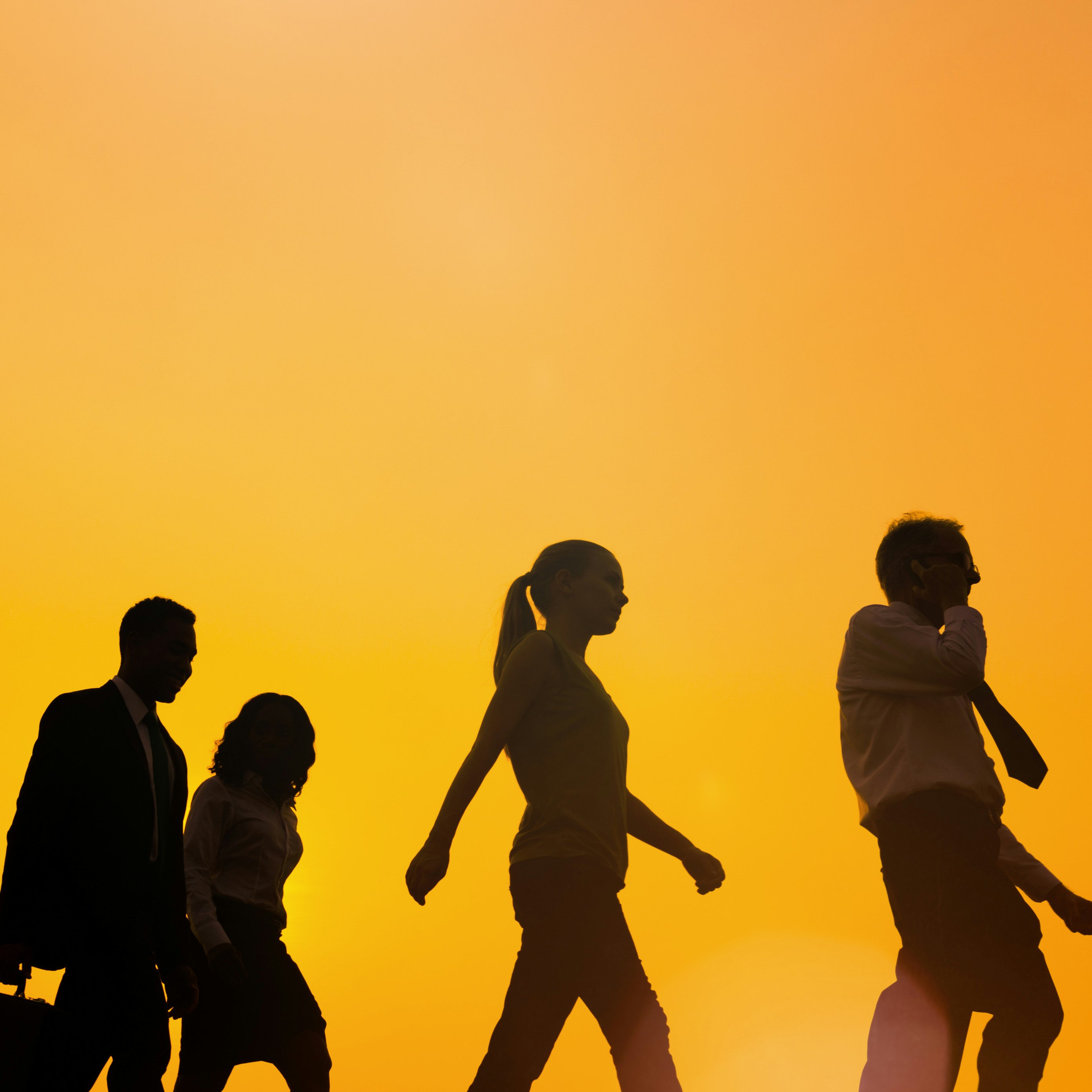 two men and women on yellow background