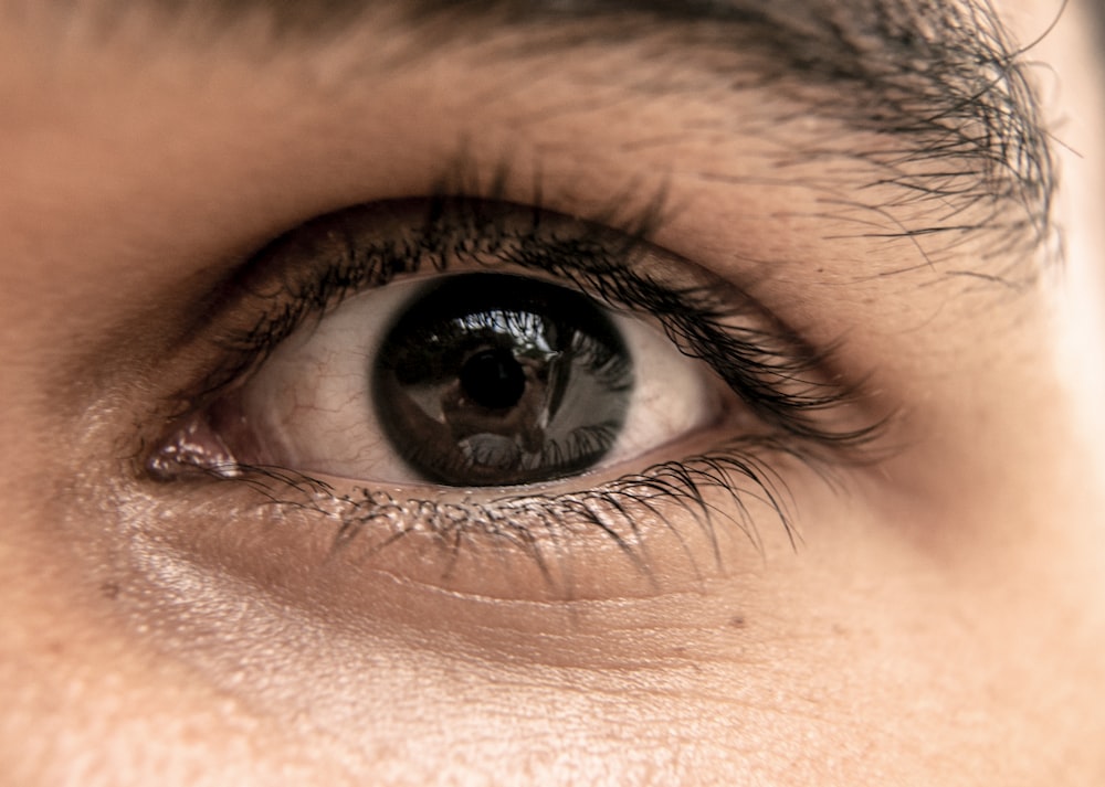 Fotografia de closeup do olho humano esquerdo