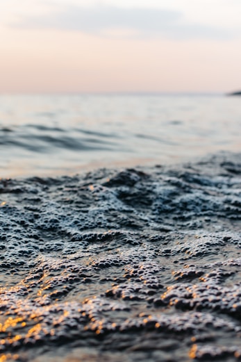 ocean waves in shallow focus shot